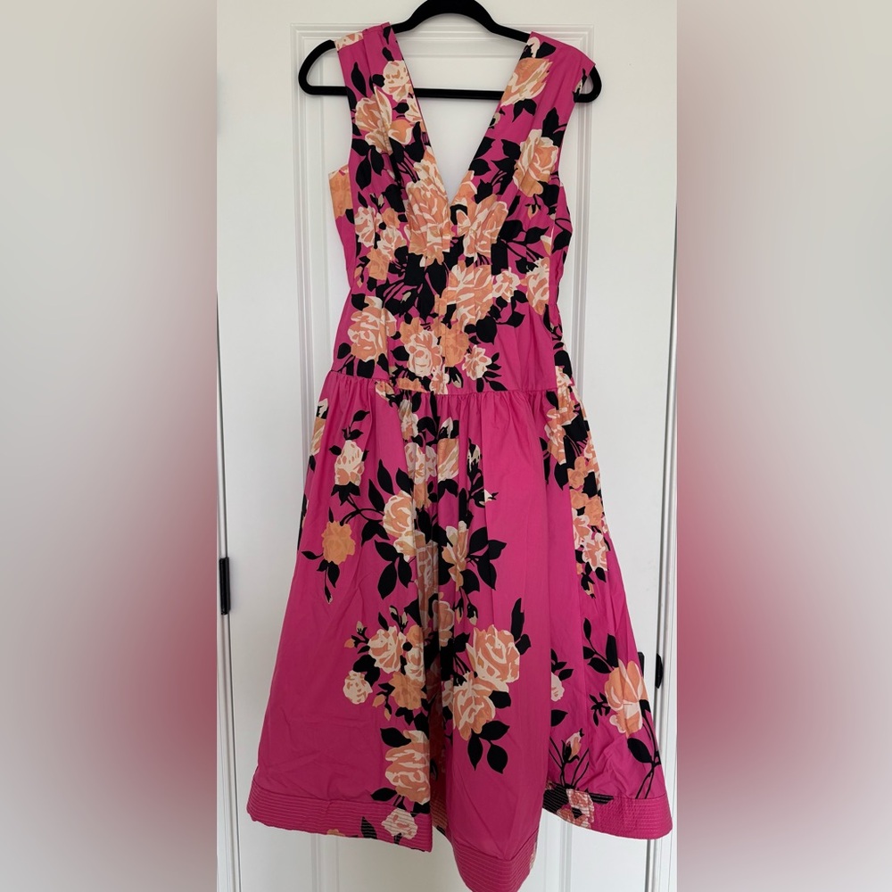 Tracy Reese Fuchsia Floral Midi Dress